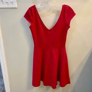 Hollister Warner Springs Double V-Neck Skater Dress M Dark Pink